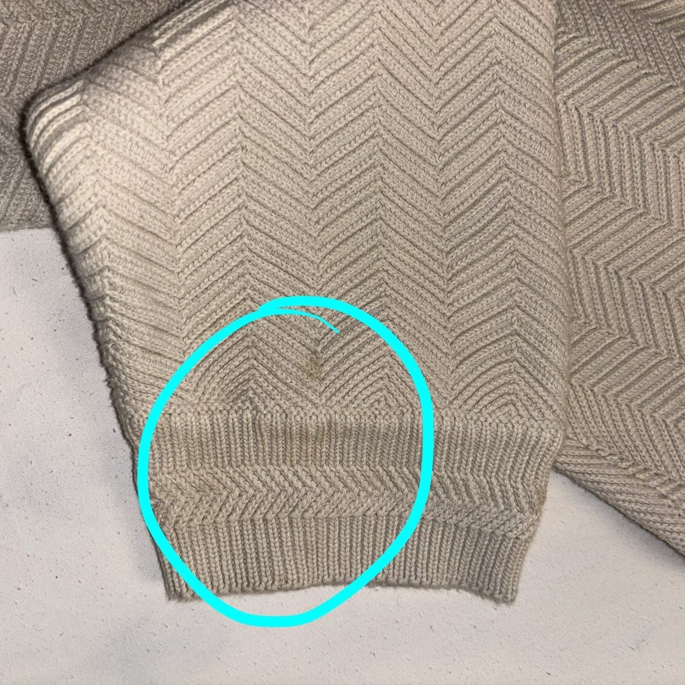 Vintage Chaps Ralph Lauren Sweater Men XL Beige Cream Herringbone Knit Crewneck - Picture 10 of 11